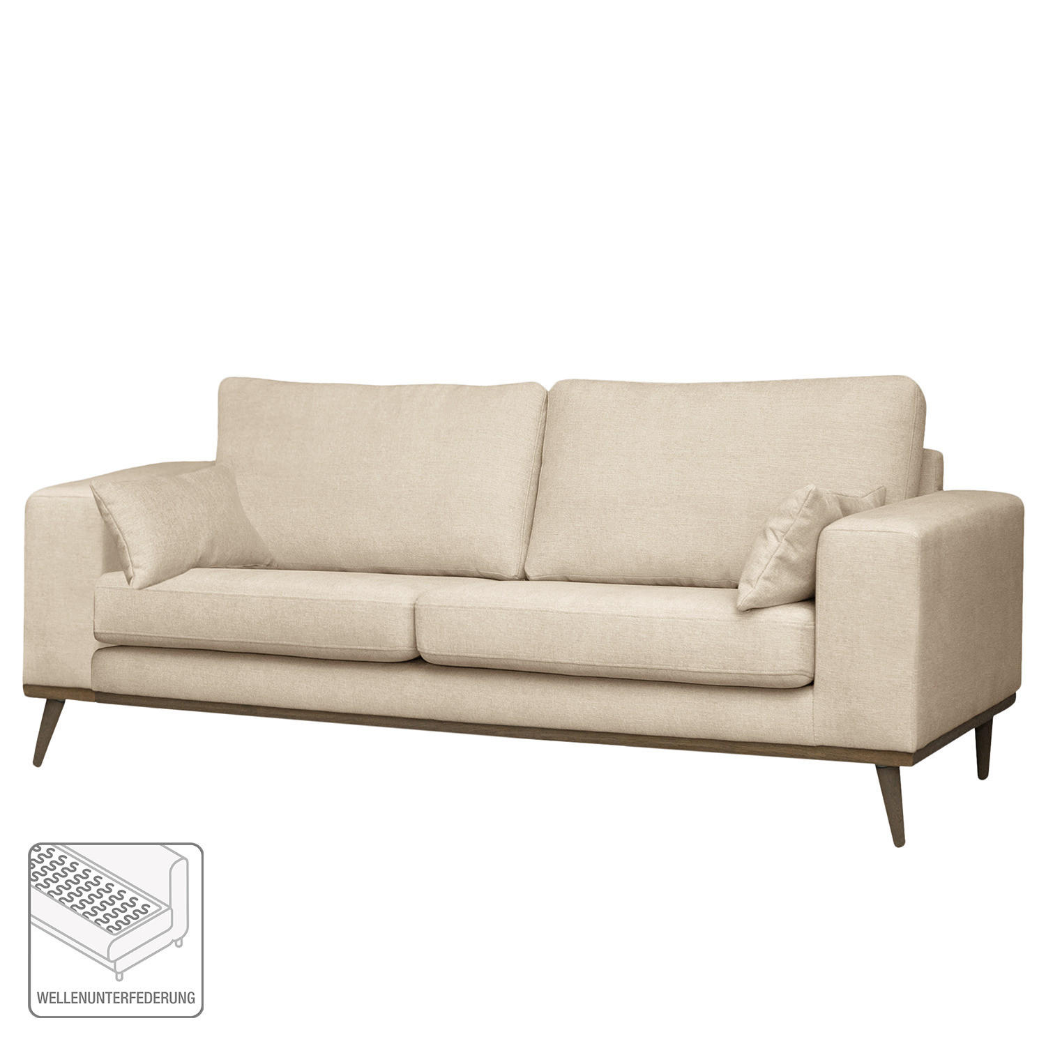 2-SITZER SOFA - Eichefarben/Creme, Eichenholz/Textil (197/81/88cm) - home24