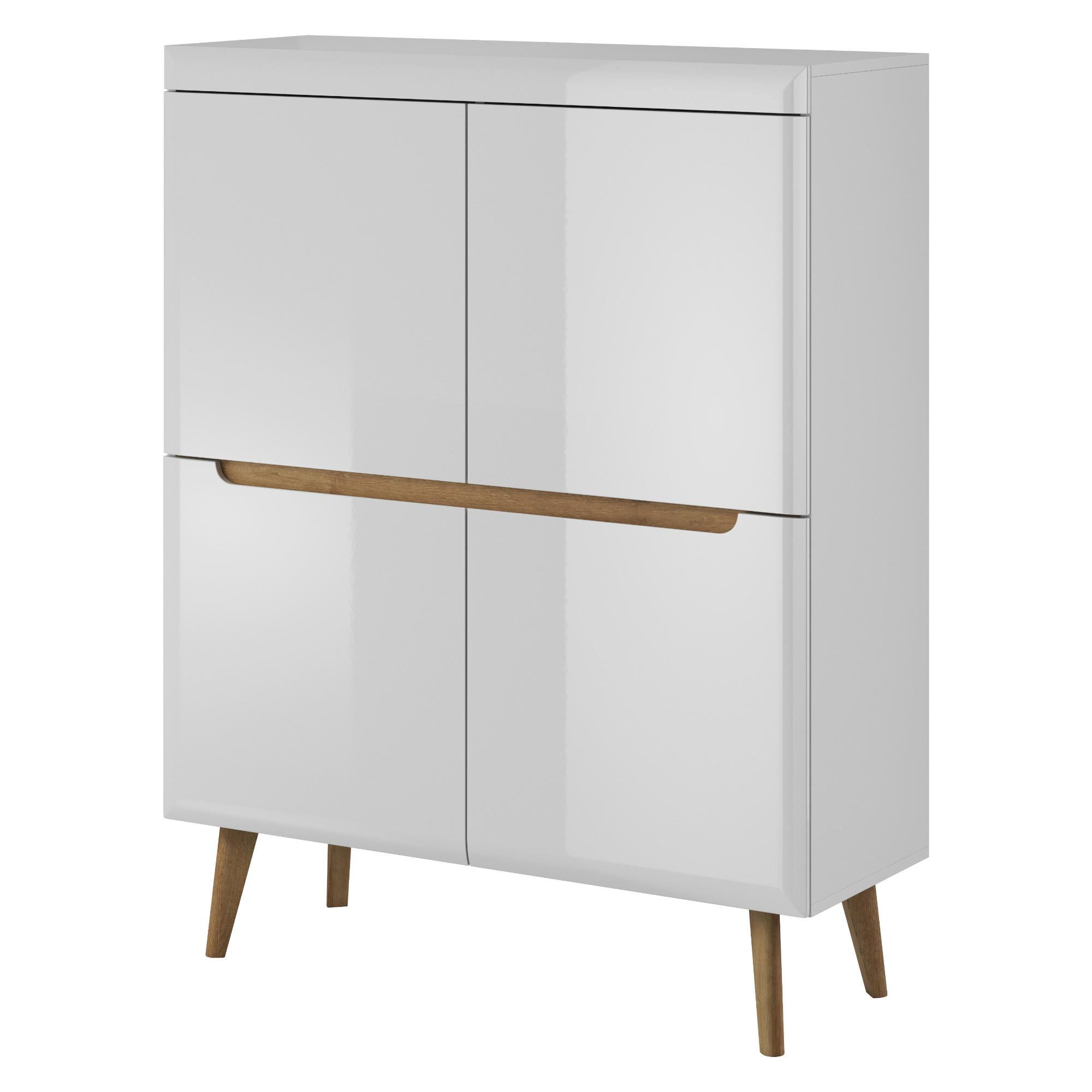 SIDEBOARD SUDBURRY KOM1-4D Fronten, in Hochglanz aus MDF-Platte, Weiß - Weiß, Holz/Holzwerkstoff (107/134/40cm) - Komodee