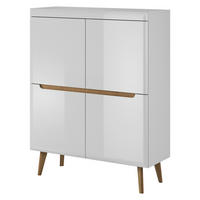 SIDEBOARD SUDBURRY KOM1-4D Fronten, in Hochglanz aus MDF-Platte, Weiß - Weiß, Holz/Holzwerkstoff (107/134/40cm) - Komodee