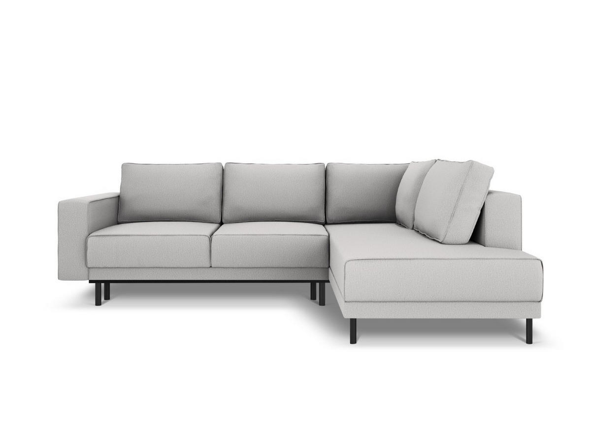 AUSKLAPPBARES-ECKSOFA rechts Caro aus strukturiertem Stoff hellgrau 5 Sitzplätze - Hellgrau, Textil (187/247cm) - Micadoni