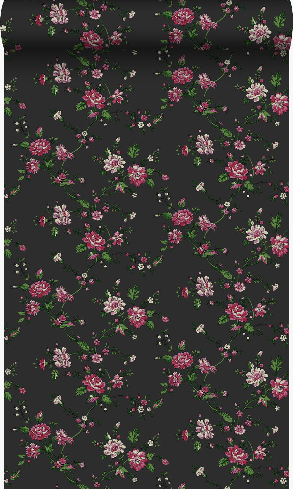 TAPETE Blumen 53 cm x 10.05 m - Schwarz, Papier (53/1000cm) - Origin Wallcoverings