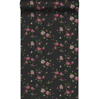 TAPETE Blumen 53 cm x 10.05 m - Schwarz, Papier (53/1000cm) - Origin Wallcoverings