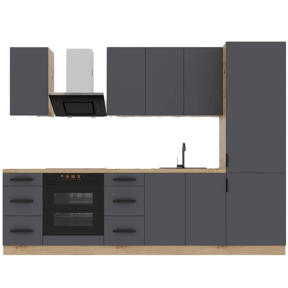 KÜCHENLEERBLOCK 280 cm - Langen K98-M280 - in Grau/Matt - Grau, Holz (280/212/60cm)