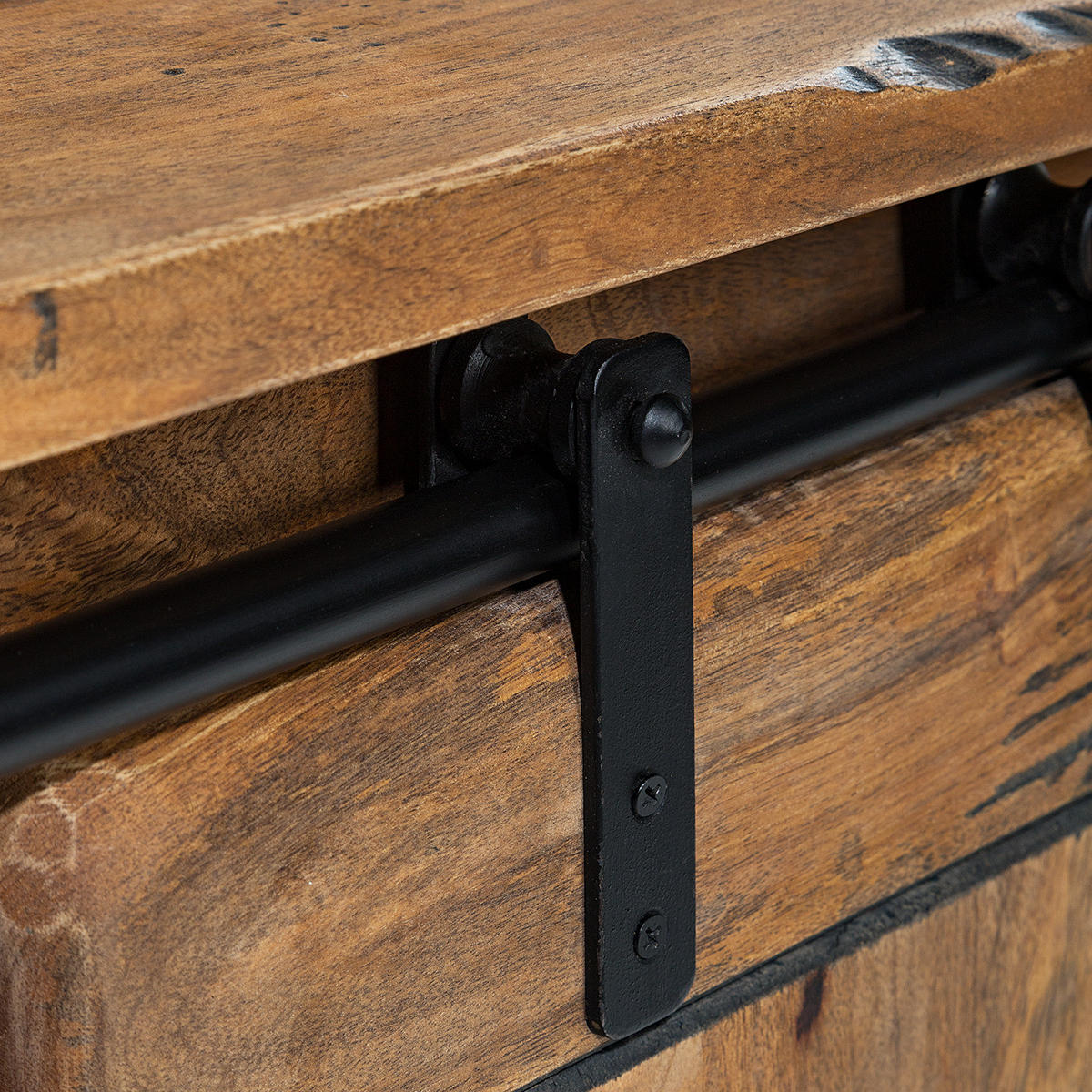 SIDEBOARD - Mango massiv / Eisen - Mango / Schwarz - Braun, Holz/Metall (128/70/45cm) - home24
