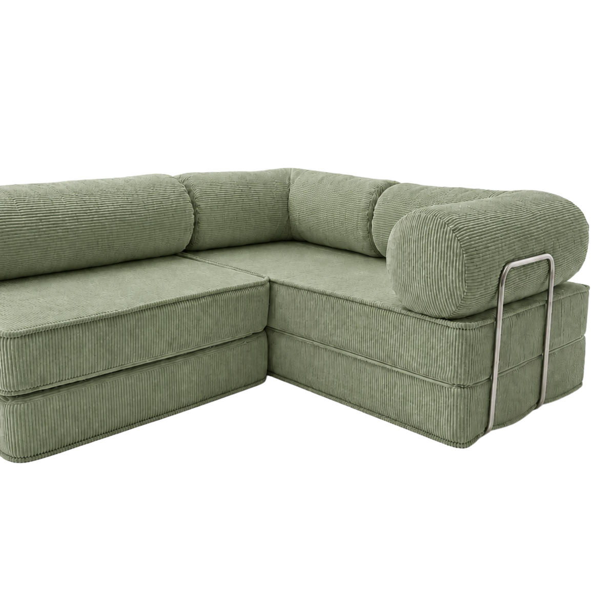 ECKSOFA Cord 300 x 200 cm Olivgrün mit Schlaffunktion - Olivgrün, Textil (300/200cm) - SURB