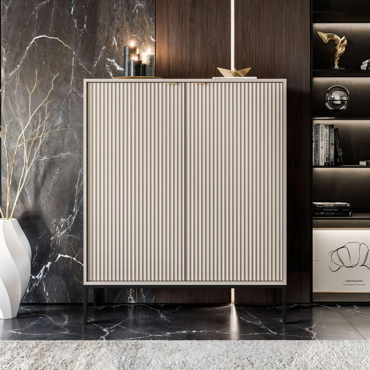 HIGHBOARD CORTADO K104 ZWEIFLUEGELIG KASCHMIR - Beige, Holzwerkstoff (104/125/39cm) - Lookway