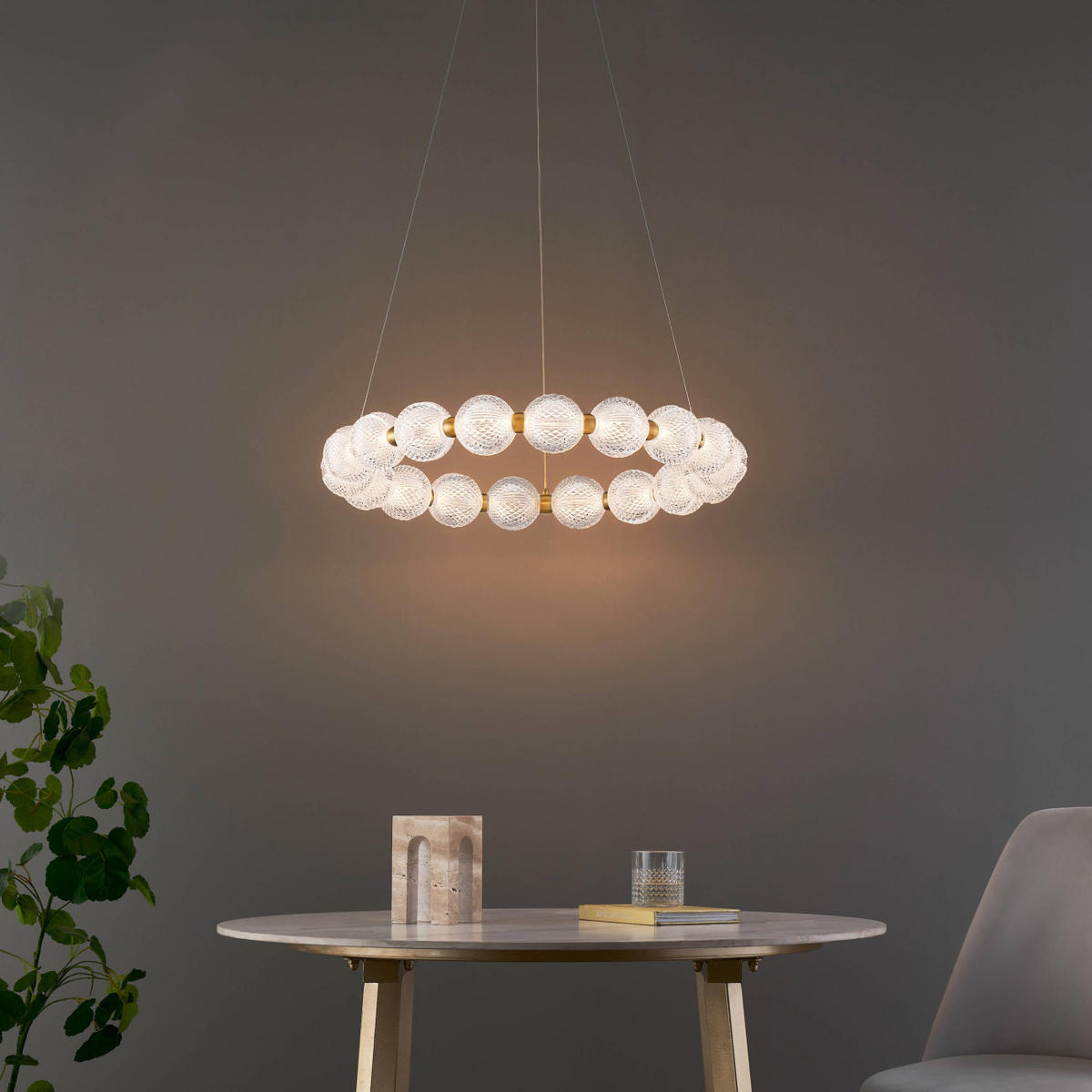 HÄNGELEUCHTE Roseli, Transparent und goldfarben, 8cm - Transparent, Metall (8/57/8cm) - KOSILUM