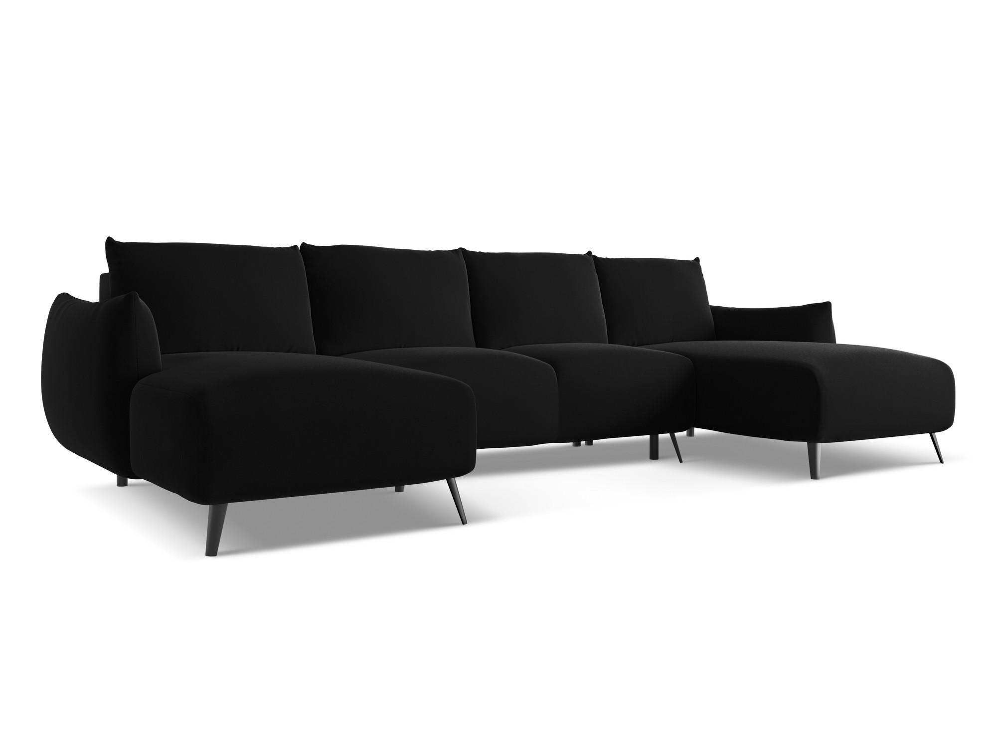 WOHNLANDSCHAFT Samt Stoff Schwarz - Schwarz, Textil/Metall (317/86/162cm) - Makamii