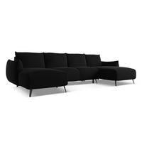 WOHNLANDSCHAFT Samt Stoff Schwarz - Schwarz, Textil/Metall (317/86/162cm) - Makamii