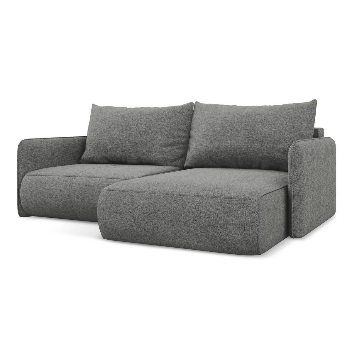 ECKSOFA mit Schlaffunktion Chenille Stoff Grau - Schieferfarben/Schwarz, Kunststoff/Textil (207/148cm) - LaMiaSofa