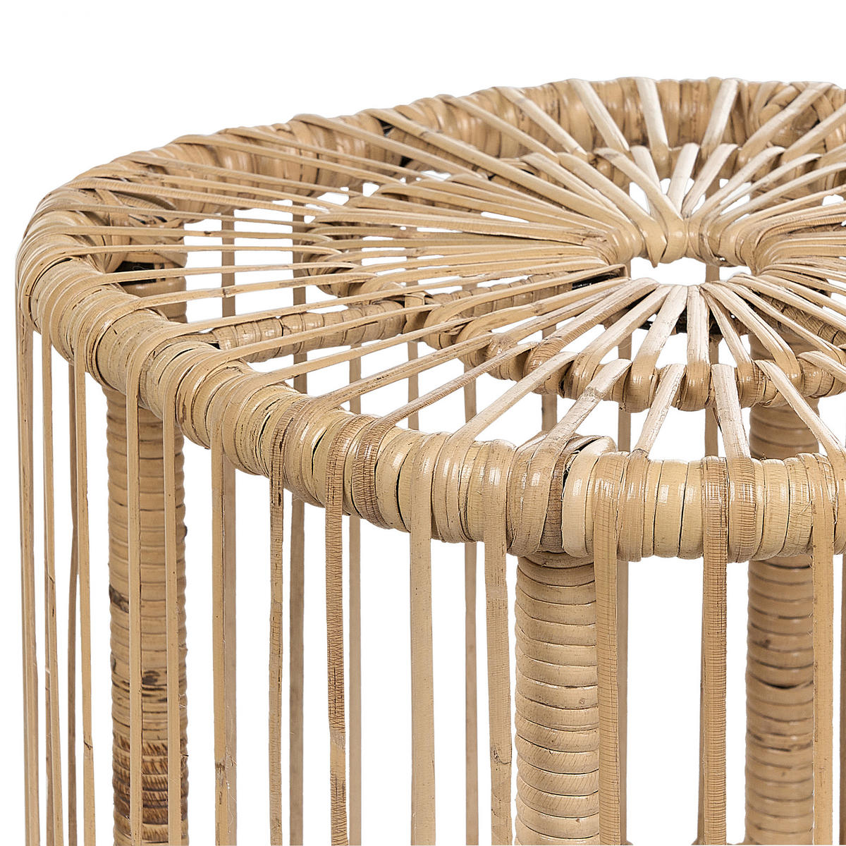 GARTEN-BEISTELLTISCH 2er Set Rattan natürlich quadratisch Cesenatico - Schwarz/Naturfarben, Naturmaterialien (40/40/50cm) - Beliani