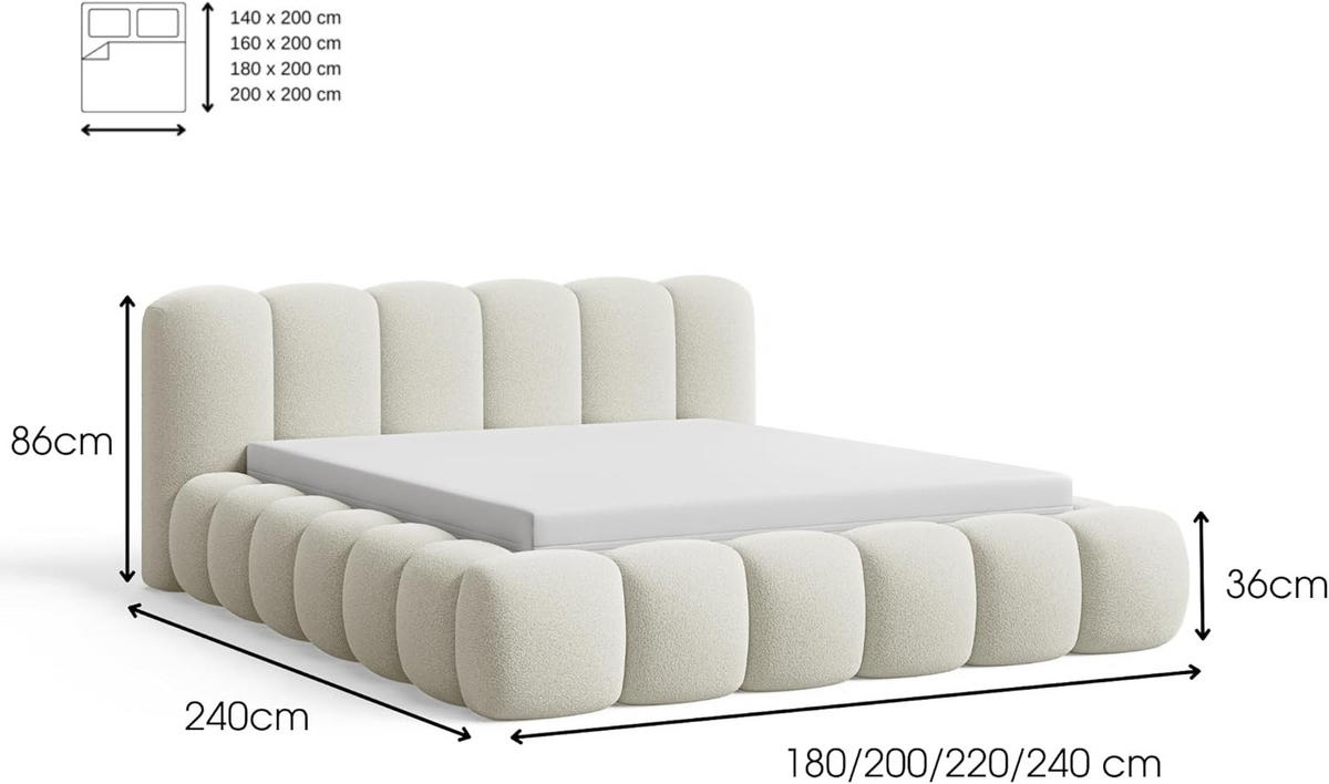 POLSTERBETT 200x200 mit Bettkasten, Lattenrost und Kopfteil, Poso Cord-Stoffbezug Türkis - Türkis, Holz (200/200cm) - Chilly