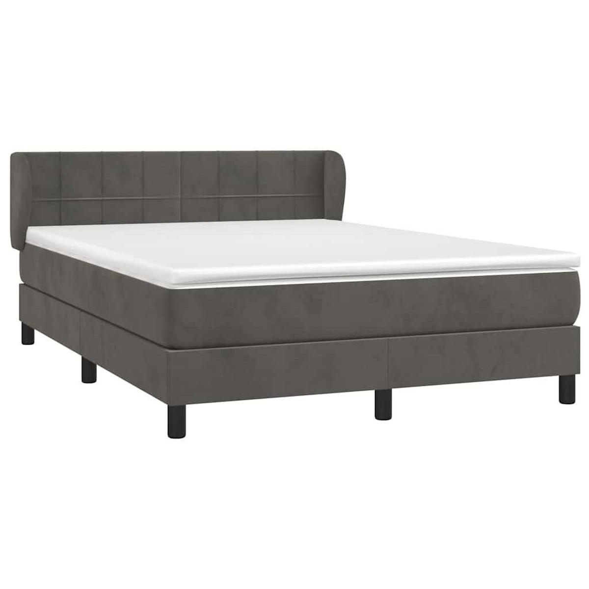 BOXSPRINGBETT 140/200 Cm Grau Samt - Grau, Textil (147/203cm) - vidaXL