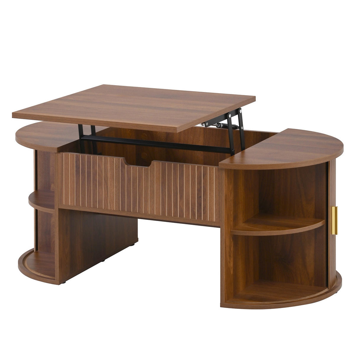 COUCHTISCH Höhenverstellbarer 100x50cm Nussbaum - Braun, Holz (65/57.99/19cm) - Raelunyi