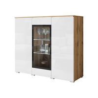KOMMODE Vera 120 mit weißer LED Beleuchtung - Weiß Hochglanz/Silberfarben, Holzwerkstoff/Kunststoff (120/104/40cm) - MIRJAN24