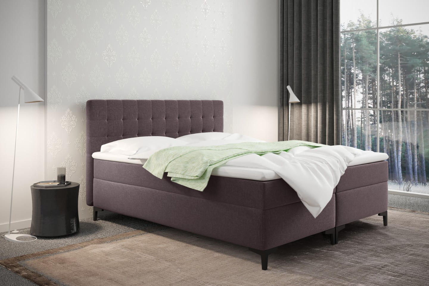 BOXBETT Mit Bettkasten Denver Stoff Muna Braun 120x200 cm H3-Bonell - Braun, Holz (120/200cm) - Kaiser Möbel