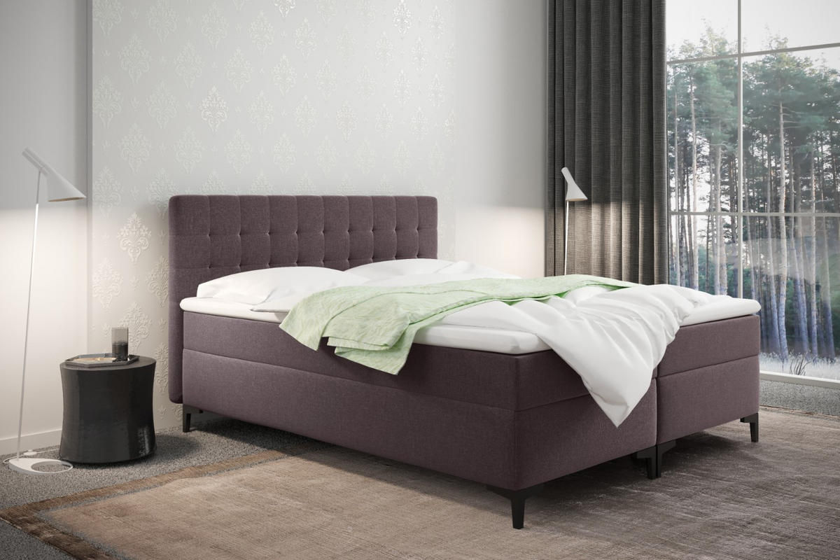BOXBETT Mit Bettkasten Denver Stoff Muna Braun 120x200 cm H3-Bonell - Braun, Holz (120/200cm) - Kaiser Möbel