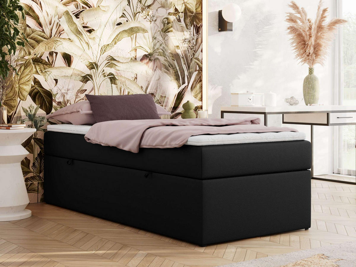 BOXBETT ZERO 90/200 - Schwarz Kunstleder - H4 - Topper Visco - Schwarz, Textil (90/200cm) - MKS