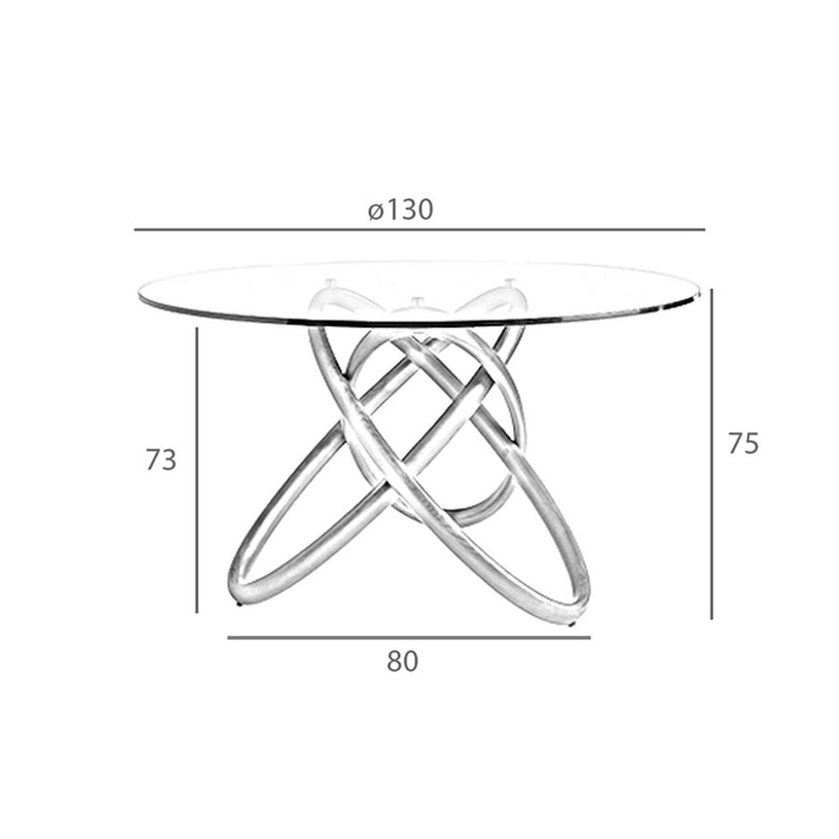 ESSTISCH Esstisch runde gehärtetes Glas aus walnussfarbenes Holz Ø130/75 cm - Transparent/Walnussfarben, Holz (130/130/75cm) - ANGEL CERDA