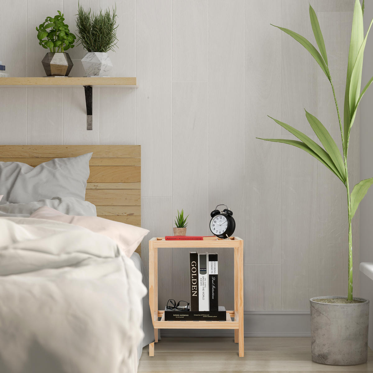BEISTELLTISCH - Hellbraun, Holz (40/40/50cm) - Relaxdays