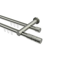 INNENLAUF-GARDINENSTANGEN-SET Platon Elanto 280 cm (geteilt in 2 x 140 cm), 2-läufig, 20 mm Ø Edelstahl-Optik - Edelstahlfarben, Metall (280cm) - INTERDECO