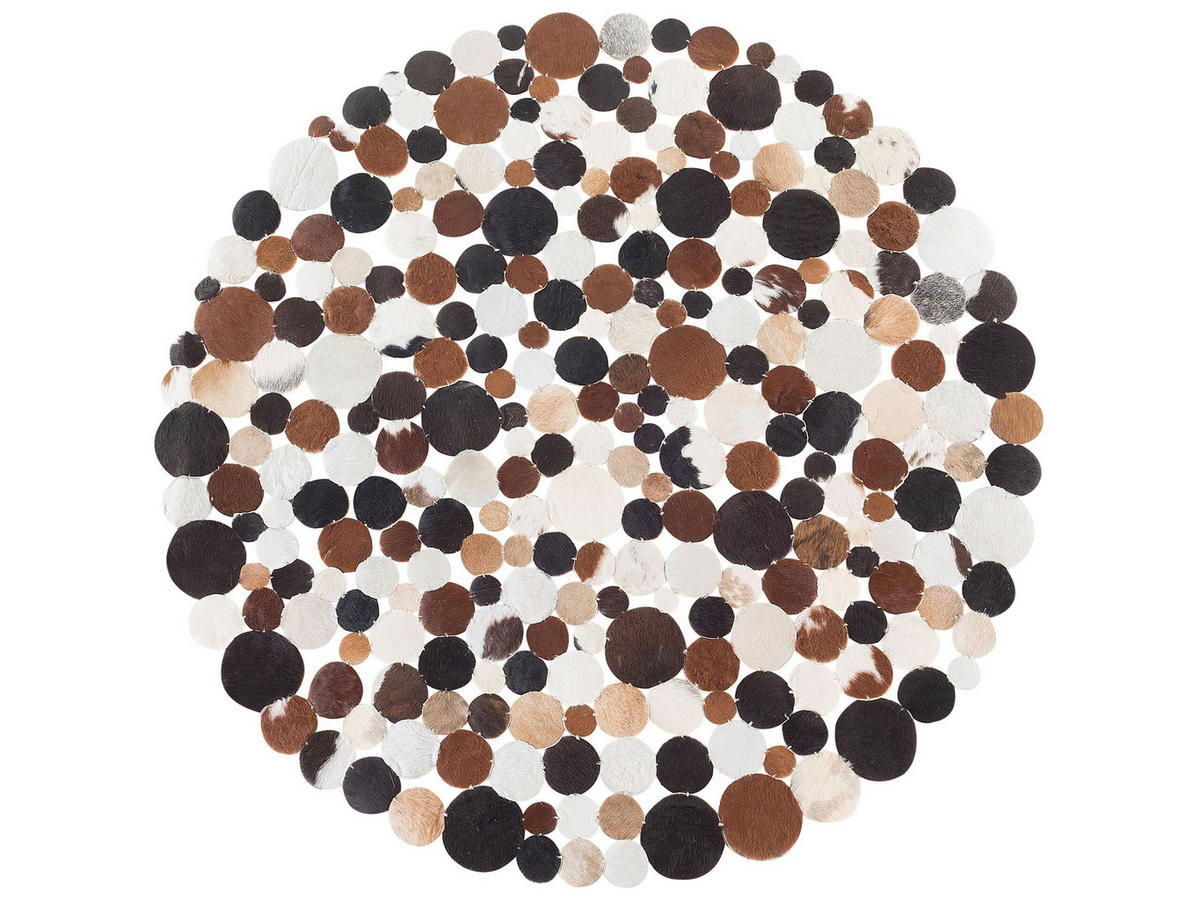 KURZFLOR-TEPPICH Sorgun 140/140 cm - Braun, Fell (140/140cm) - Beliani