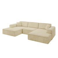 WOHNLANDSCHAFT IREA-U1-v3 - 301x165x77 cm Beige - Taupe, Holzwerkstoff/Textil (301/77/165cm) - ALTDECOR