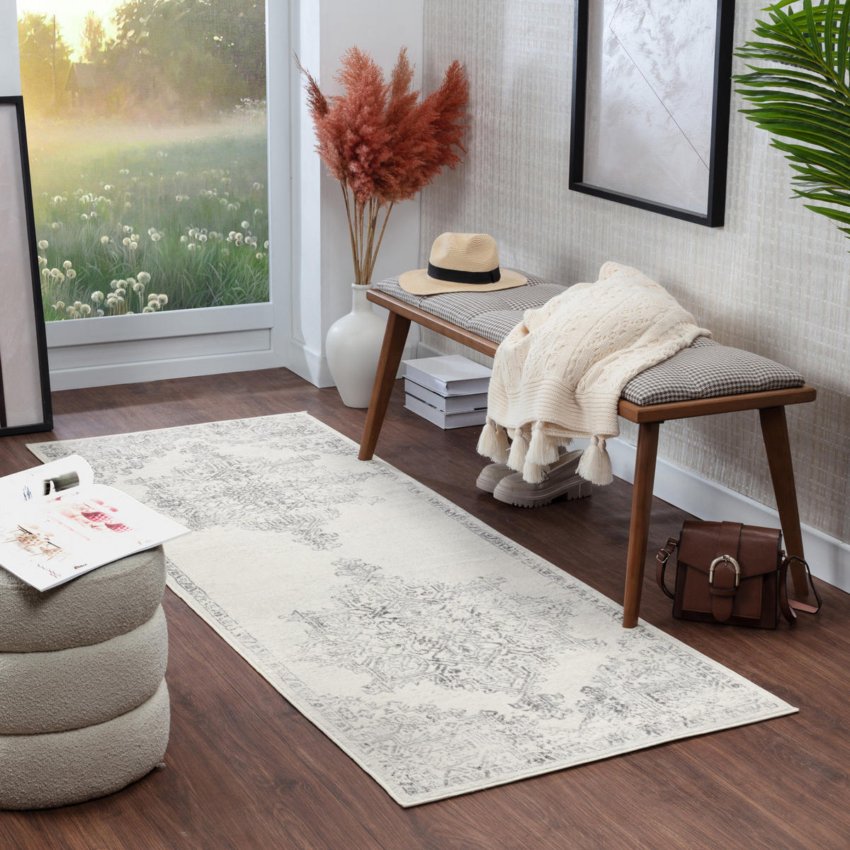 VINTAGE-TEPPICH 80/220 cm Grau - Grau, Naturmaterialien/Textil (80/220cm) - LIVABLISS