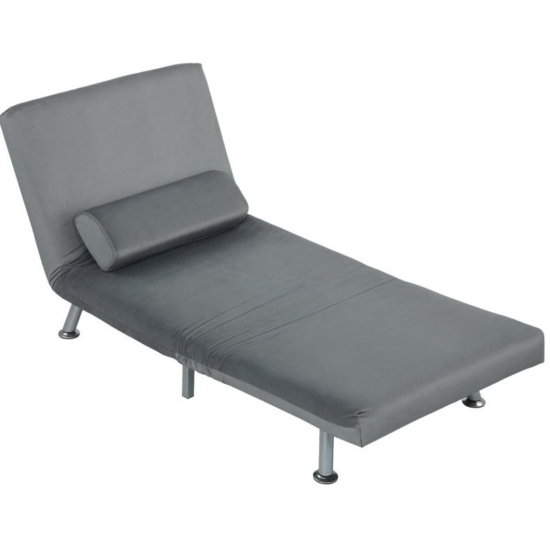 SCHLAFSESSEL 70/75/75 cm mit Liegefläche 75/180 cm – klappbar, platzsparend - Grau, Textil (70/75/75cm) - BEAOK