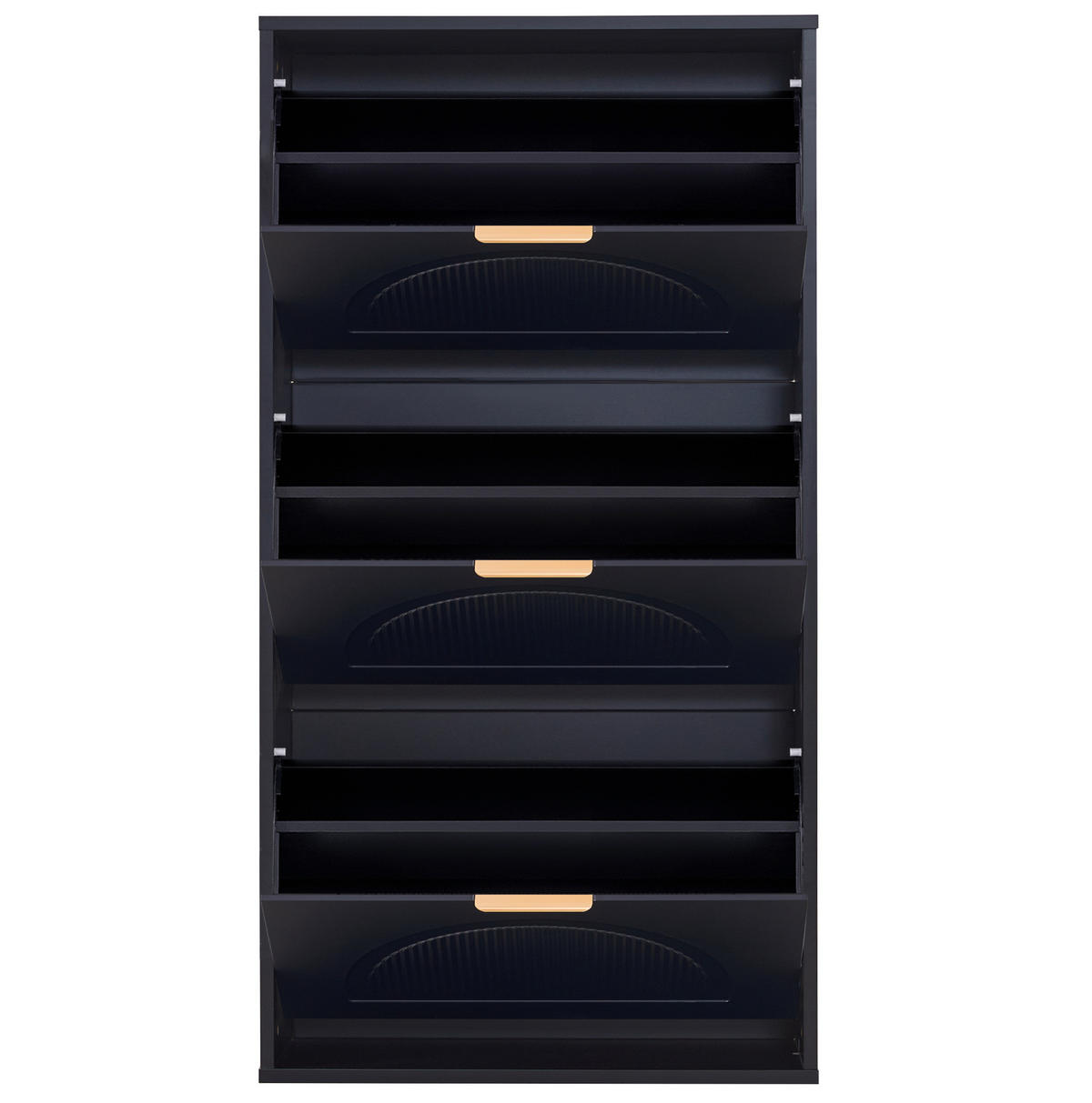 SCHUHSCHRANK mit 3 Klappen 60 x 24 x 114 cm MDF Schwarz - Schwarz, Holz (24/114/60cm) - Beauniv