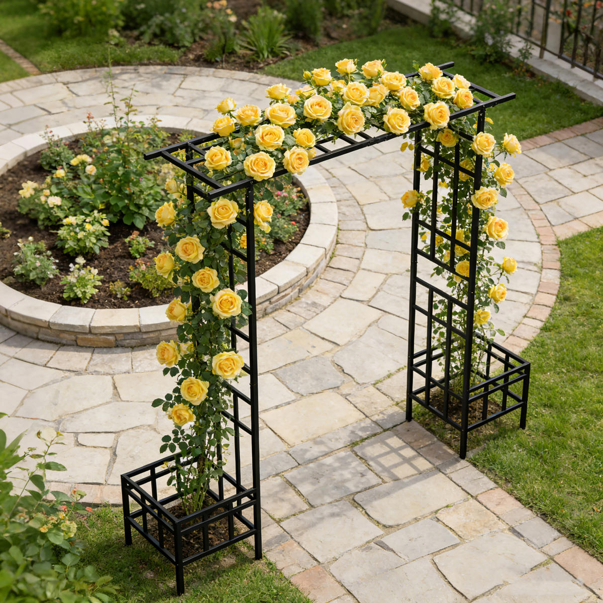 OBLÚK ruží - čierna, kov (173/259/43cm) - Relaxdays