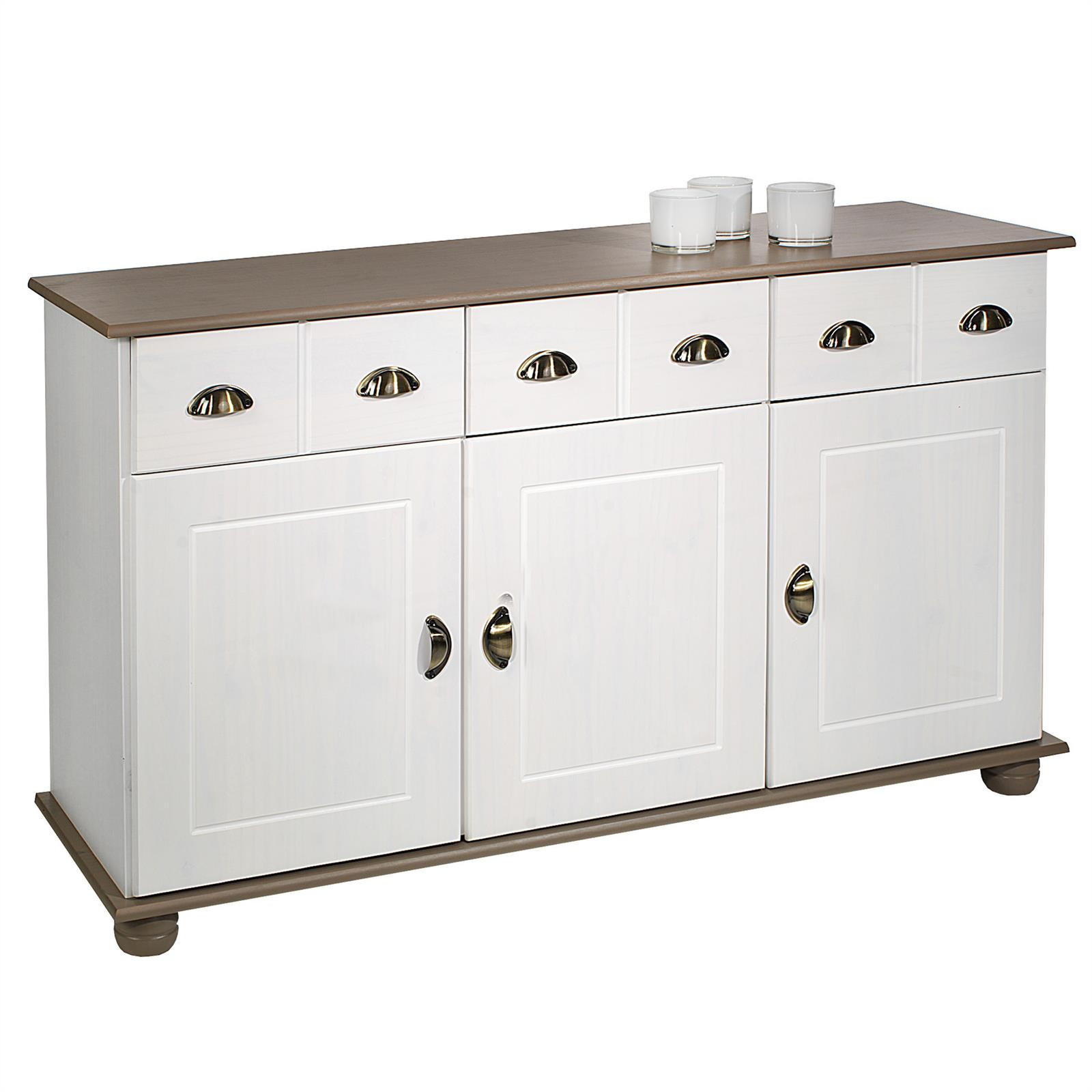 APOTHEKERKOMMODE COLMAR - Taupe/Weiß, Holz (134/80/39cm) - IDIMEX