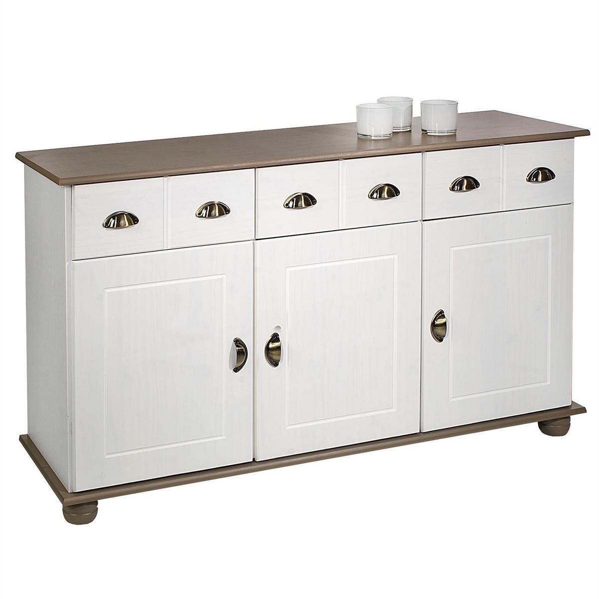 APOTHEKERKOMMODE COLMAR - Taupe/Weiß, Holz (134/80/39cm) - IDIMEX