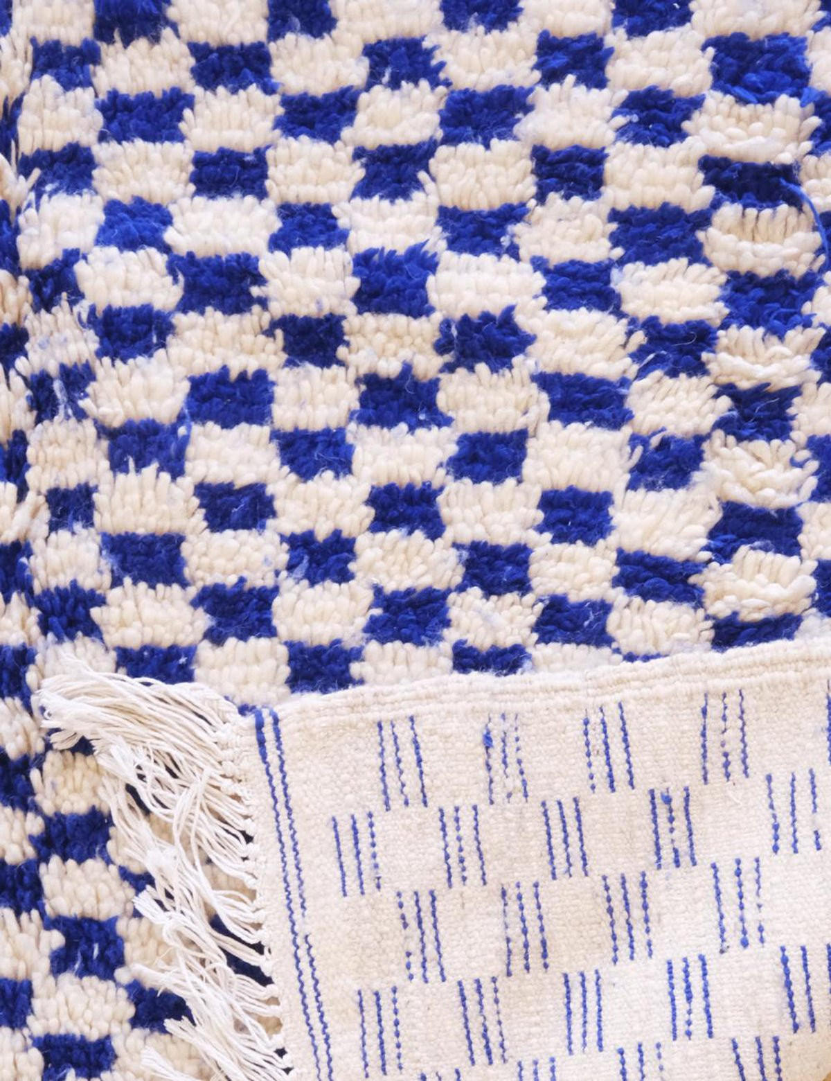 BERBERTEPPICH grafisch Karo 158x 327 cm - Blau, Naturmaterialien (158/327cm) - AFK Living