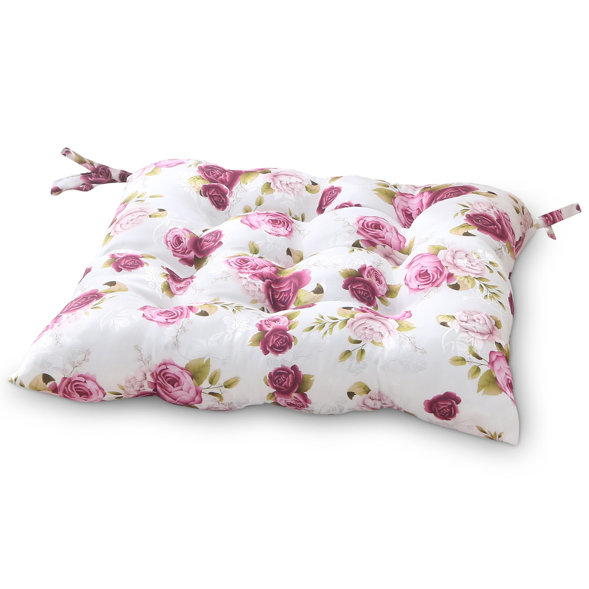 SITZKISSEN Rosen 40/40 cm Landhaus-Stil mit Steppung - Pink/Braun, Textil (40/40/4cm) - wometo