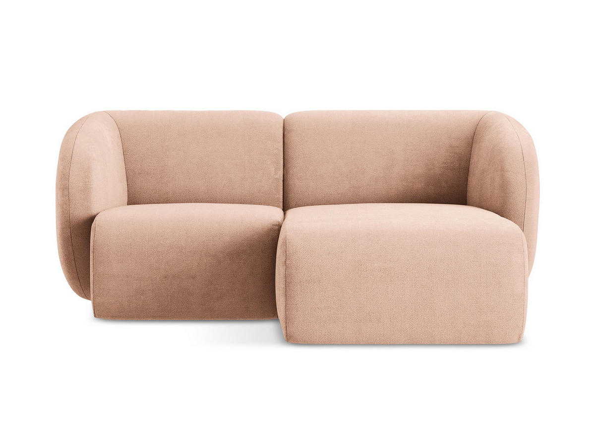 ECKSOFA Rechts Chenille Stoff Pink - Koralle/Schwarz, Holzwerkstoff/Kunststoff (178/166cm) - Makamii