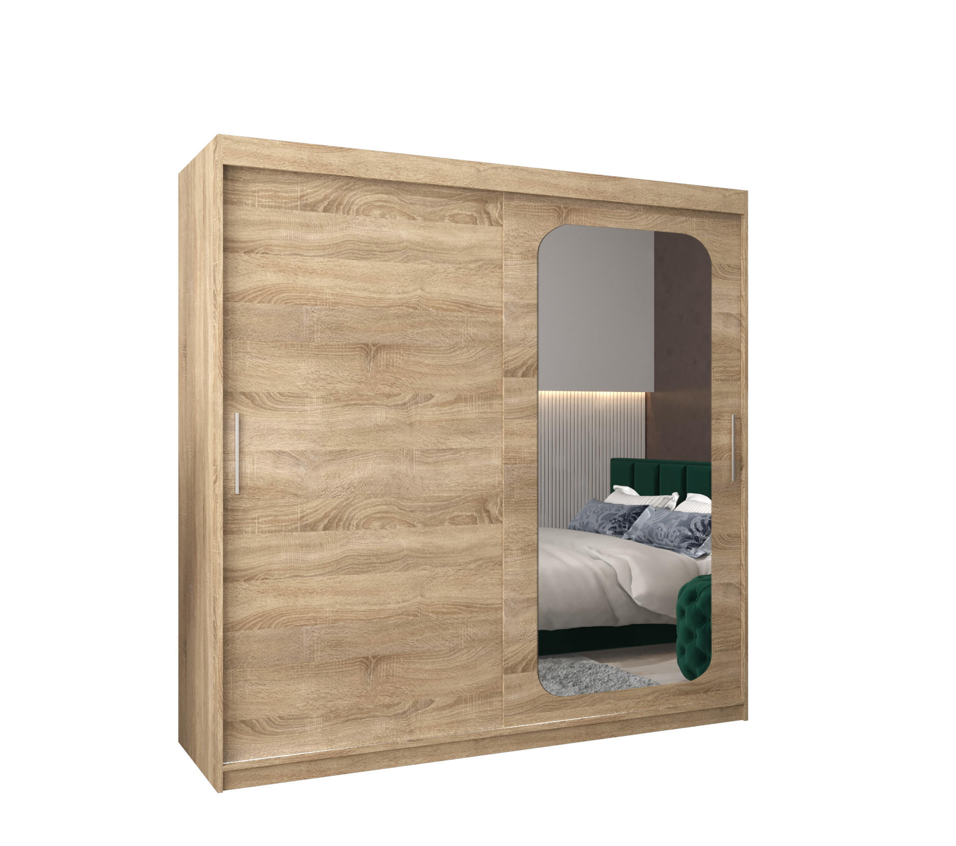 SCHWEBETÜRENSCHRANK 200/200/62 2-türig - Silberfarben/Sonoma Eiche, Holz/Kunststoff (200/200/62cm) - MÖBEL KRYSPOL