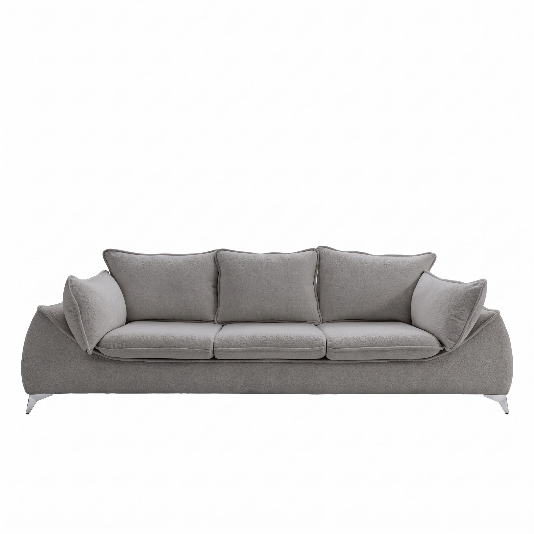 3-SITZER Sofa MELANI 252 cm Velours Grau - Chromfarben/Grau, Holz/Textil (252/90/88cm) - Muffo