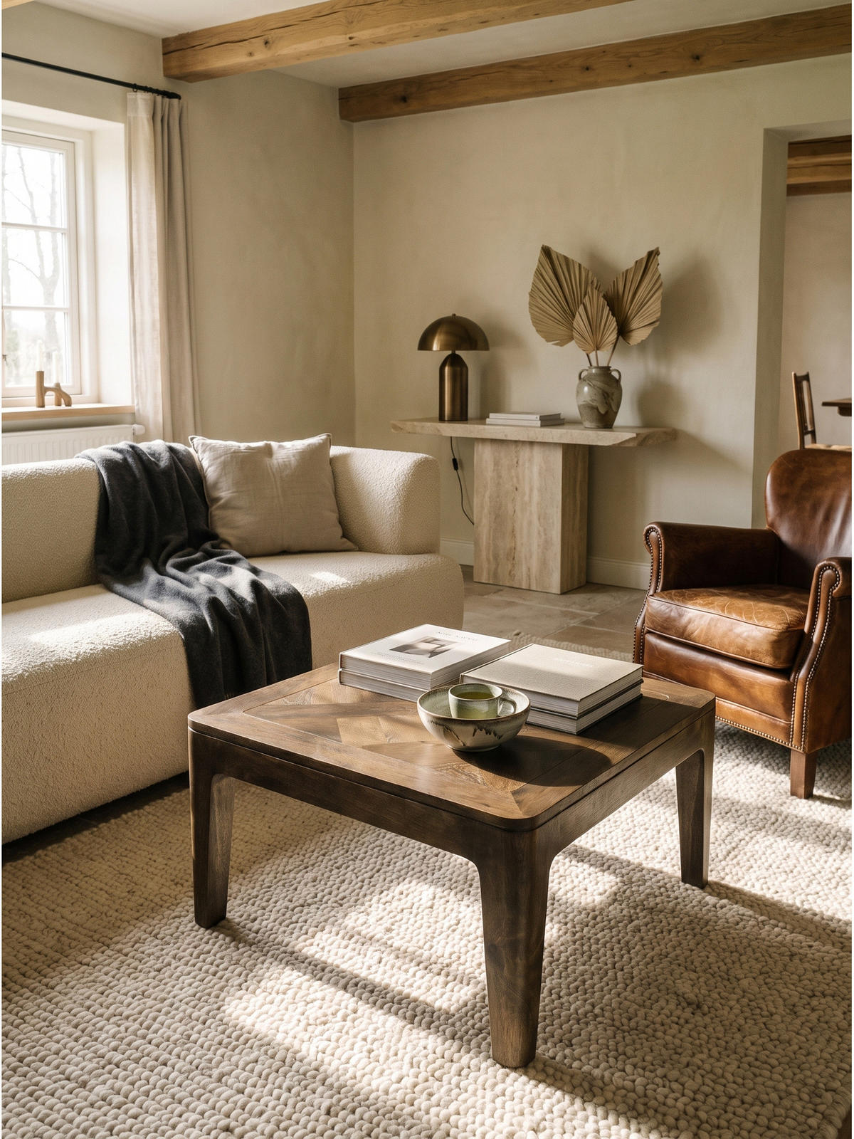 SOFATISCH LOIRE, Mango Massivholz, handgefertigt, Nussbaum-Mango, 60 x 60 x 32 cm - Braun, Mangoholz/Holz (60/60/32cm) - KADIMA DESIGN