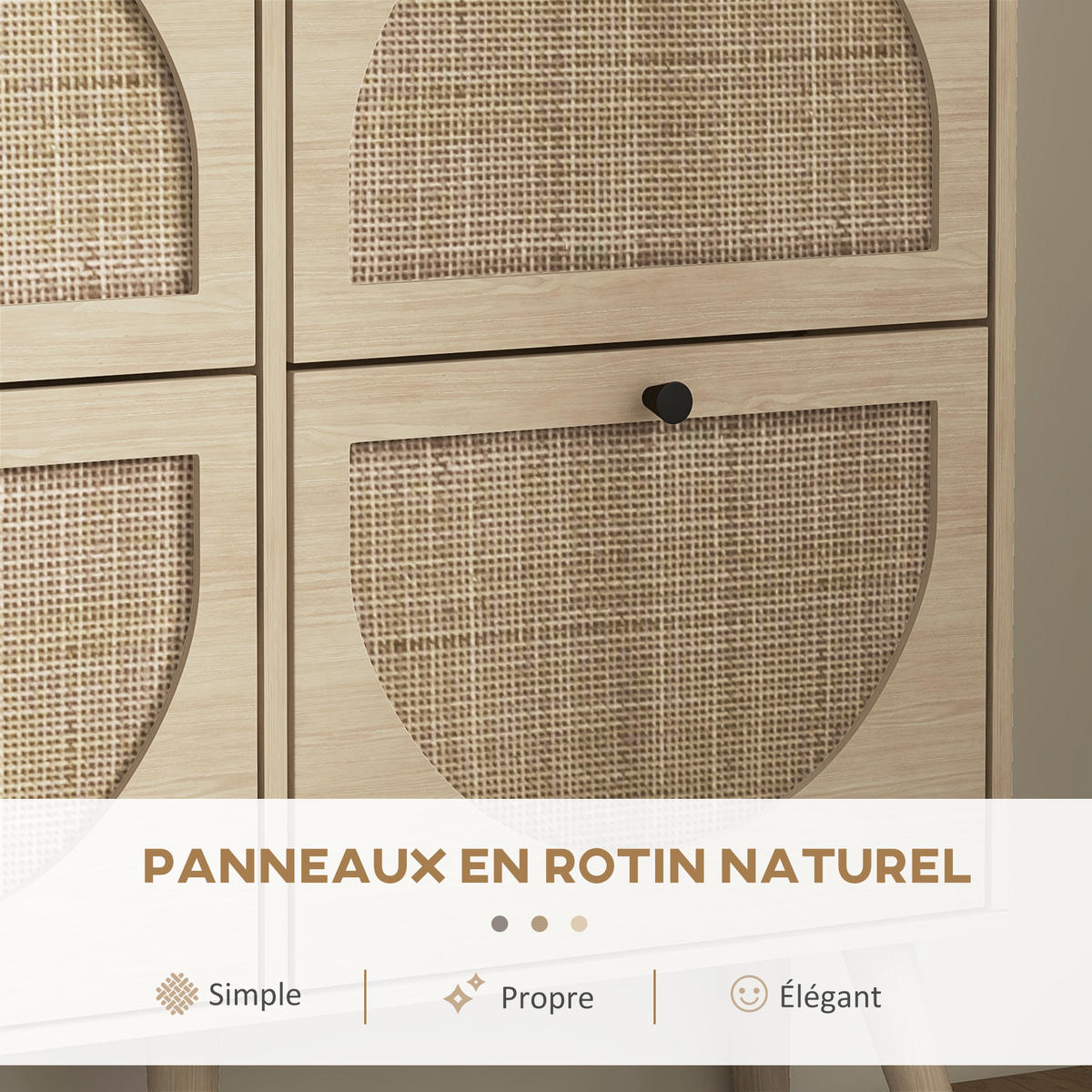 SCHUHSCHRANK DE-14995 4 Klapptüren mit Rattan-Optik Natur - Naturfarben, Holzwerkstoff (105/97.5/24cm) - ComfortXL