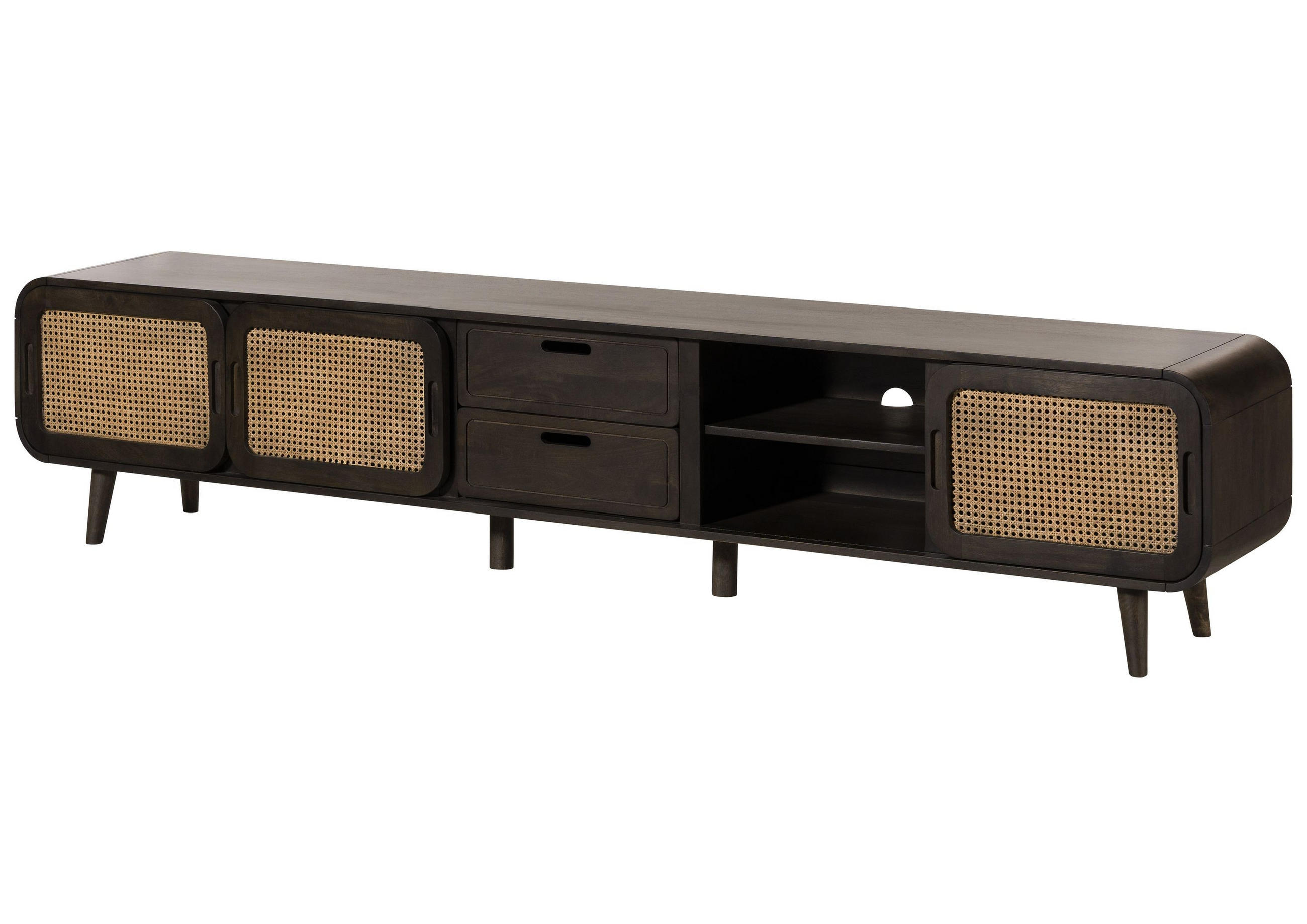 TV-BOARD Mango 240x40x50 dunkelgrau lackiert VALENCIA #225 - Grau, Holz (240/50/40cm) - Massivmoebel24