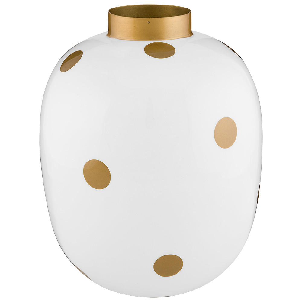 VASE Metal punkte white-gold 32 cm - Goldfarben/Weiß, Metall (31.5cm) - Pip Studio