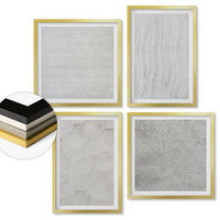 WANDBILDER 4er Set - 50x50 cm & 40x60 cm Goldrahmen - Sandmuster geometrische Strukturen - Goldfarben, Kunststoff (50/50cm) - ArtPrintCave