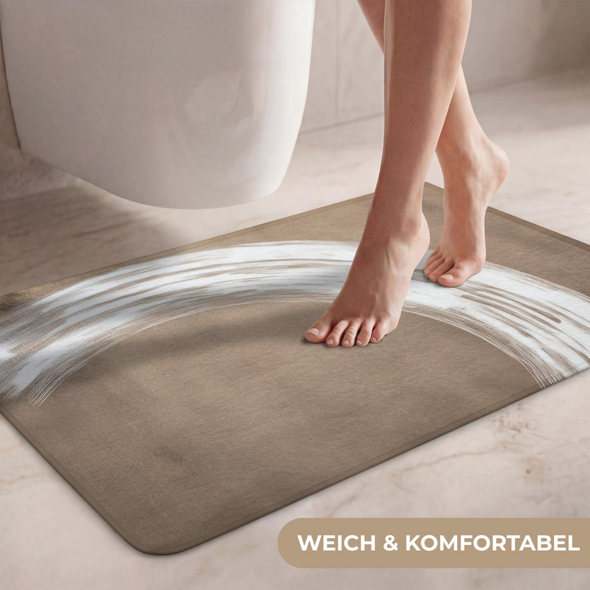 WC PŘEDLOŽKA Barva - hnědá - Japandi 80x50 cm - barva mokka, textil/plast (80/1cm) - OnlyWow