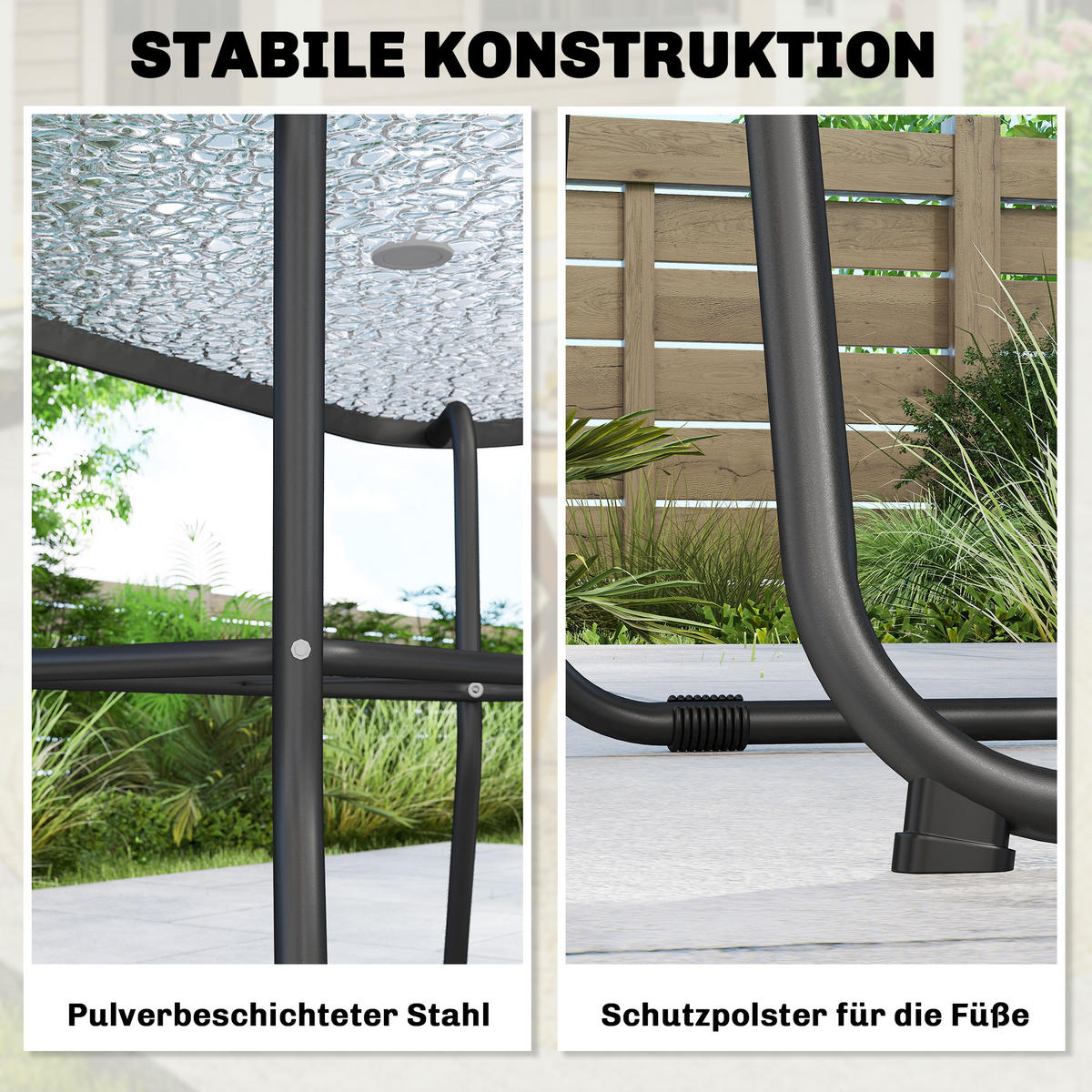 OUTDOOR-ESSGRUPPE 8er Set Stahl Netzstoff Grau - Schwarz/Grau, Metall - Outsunny
