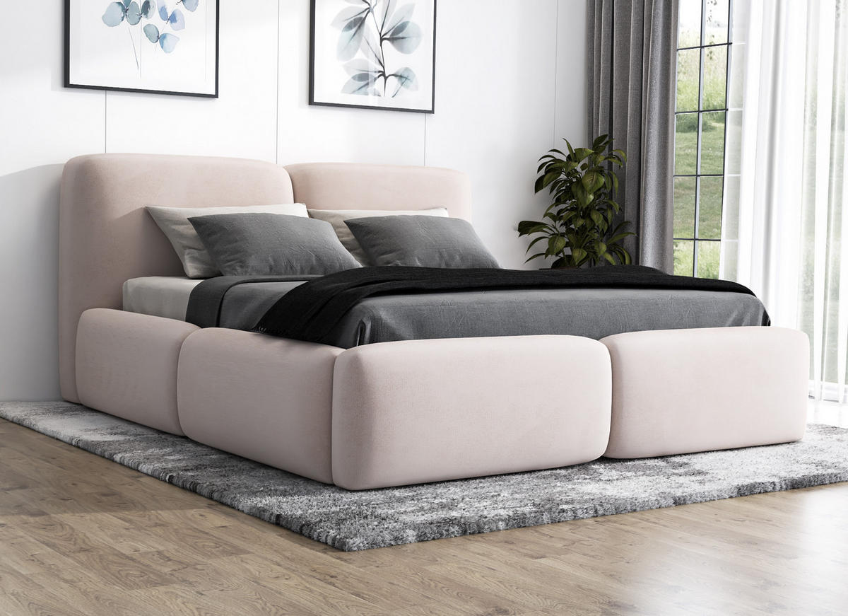 POLSTERBETT OLKE 90x200 Beige - Beige, Textil (90/200cm) - A&J MöbelLand
