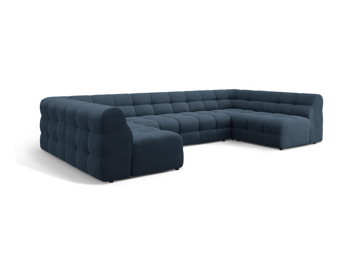 PANORAMASOFA Kendal aus strukturiertem Stoff marineblau 7 Sitzplätze - Blau, Textil (203/79/372cm) - Micadoni