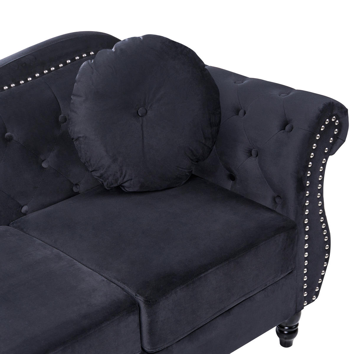 3-SITZER-SOFA Samtstoff Schwarz Skien - Schwarz, Textil (204/86/78cm) - Beliani