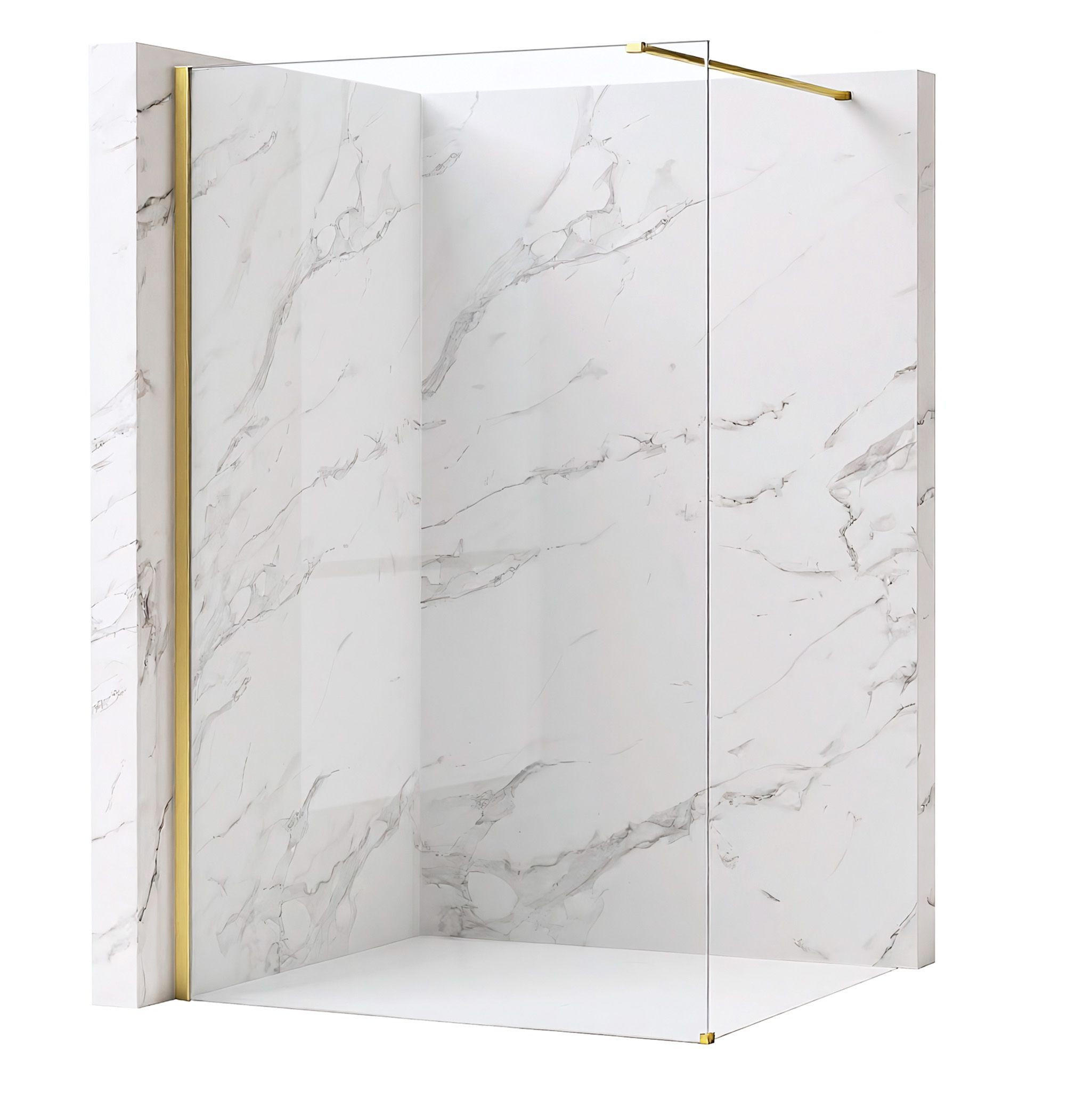 DUSCHWAND Rea Flexi Transparent / Brush Gold 90 - Goldfarben, Glas (120/90/195cm) - REA