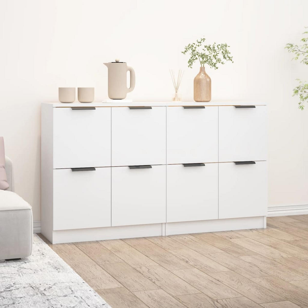 SIDEBOARDS 2Er Set Weiss 60/30/70 Cm Holzwerkstoff - Weiß, Holzwerkstoff (30/70/60cm) - vidaXL